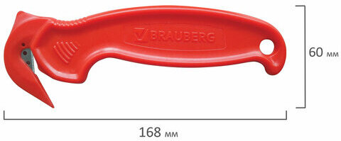 Нож складской безопасный BRAUBERG "Logistic", для вскрытия упаковочных материалов, красный, блистер, 236969