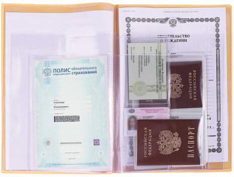 Папка для семейных документов с файлами (паспорта, свидетельства, полисы, СНИЛС) STAFF, 16 отделений, ПВХ, бежевая, 237808