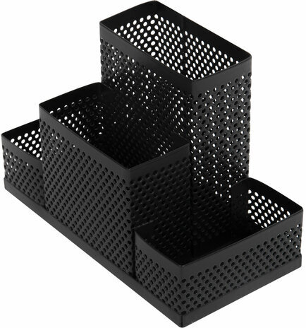 Подставка-органайзер BRAUBERG "Germanium", 4 секции, 160х80х110 мм, черная, металл, 237982