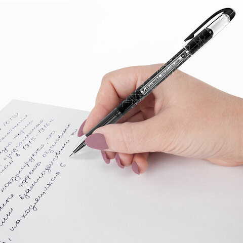 Ручка гелевая BRAUBERG "Profi-Gel PRO", ЧЕРНАЯ, линия письма 0,4 мм, игольчатый наконечник 0,5 мм, печать на корпусе, 144124