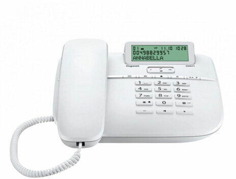 Телефон Gigaset DA611, память 100 номеров, АОН, спикерфон, световая индикация звонка, белый, S30350-S212S322