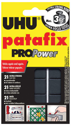 Подушечки клеящие UHU Patafix ProPower, 21 шт., сверхпрочные (до 3 кг), многоразовые, черные, 40790