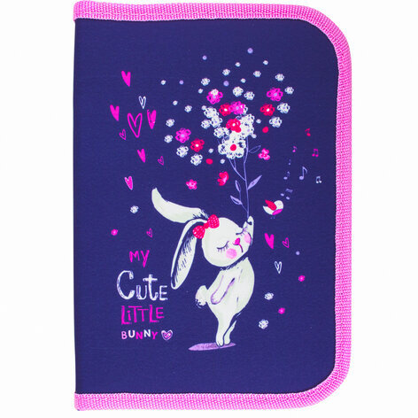 Пенал BRAUBERG, 1 отделение, 2 откидные планки, полиэстер, 21х14 см, "Little Bunny", 270311