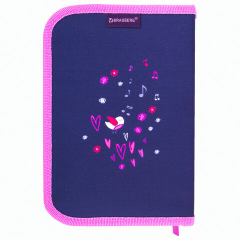 Пенал BRAUBERG, 1 отделение, 2 откидные планки, полиэстер, 21х14 см, "Little Bunny", 270311