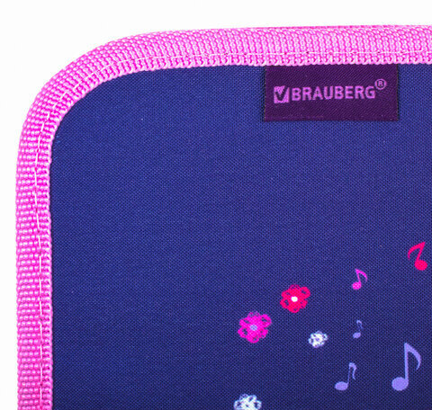 Пенал BRAUBERG, 1 отделение, 2 откидные планки, полиэстер, 21х14 см, "Little Bunny", 270311