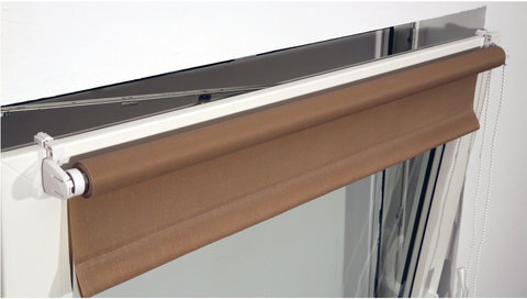 Штора рулонная BRABIX 70х175 см, текстура - лён, защита 55-85%, 200 г/м2, темно-беж.S-36, 605991