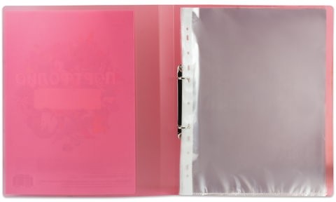 Папка для портфолио школьника, 2 кольца, 20 файлов, пластик полупрозрачный, красная, BRAUBERG, 126558