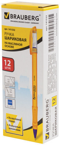 Ручка шариковая масляная BRAUBERG "Oil Sharp", СИНЯЯ, корпус оранжевый, узел 0,7 мм, линия письма 0,5 мм, 141532