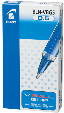 Ручка-роллер с грипом PILOT "V-Ball Grip", СИНЯЯ, корпус с печатью, узел 0,5 мм, линия письма 0,3 мм, BLN-VBG-5