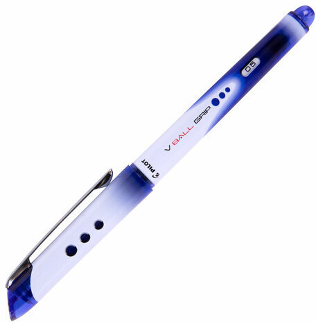 Ручка-роллер с грипом PILOT "V-Ball Grip", СИНЯЯ, корпус с печатью, узел 0,5 мм, линия письма 0,3 мм, BLN-VBG-5