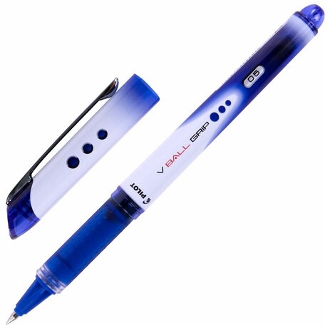Ручка-роллер с грипом PILOT "V-Ball Grip", СИНЯЯ, корпус с печатью, узел 0,5 мм, линия письма 0,3 мм, BLN-VBG-5