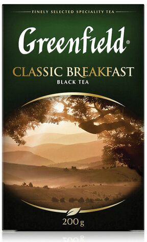 Чай GREENFIELD (Гринфилд) "Classic Breakfast", черный, листовой, 200 г, картонная коробка, 0792-10
