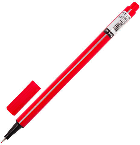 Ручка капиллярная (линер) BRAUBERG "Aero", КРАСНАЯ, трехгранная, металлический наконечник, линия письма 0,4 мм, 142254