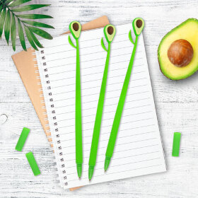 Ручка фигурная шариковая ЮНЛАНДИЯ &quot;Авокадо&quot;, мягкий силиконовый корпус, СИНЯЯ, пишущий узел 0,7 мм, 143794