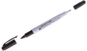 Маркер перманентный CROWN двусторонний &quot;Multi Marker Twin&quot;, ЧЕРНЫЙ, скошенный наконечник, 2 мм/1 мм, P-800W