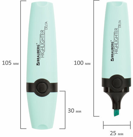 Текстовыделитель BRAUBERG "DELTA PASTEL", БИРЮЗОВЫЙ, линия 1-5 мм, 151732