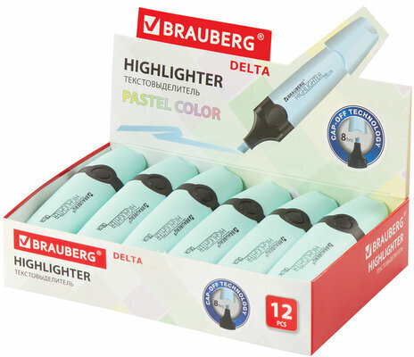Текстовыделитель BRAUBERG "DELTA PASTEL", БИРЮЗОВЫЙ, линия 1-5 мм, 151732