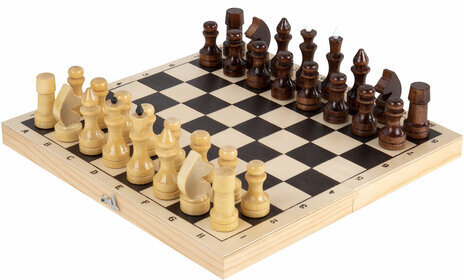 Шахматы обиходные, деревянные, лакированные, глянцевые, доска 29х29 см, ЗОЛОТАЯ СКАЗКА, 665362