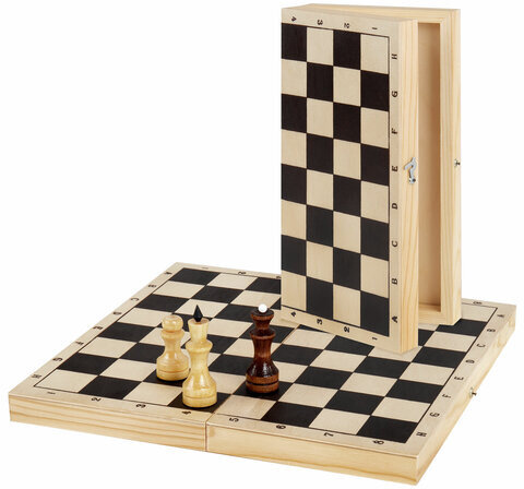 Шахматы обиходные, деревянные, лакированные, глянцевые, доска 29х29 см, ЗОЛОТАЯ СКАЗКА, 665362