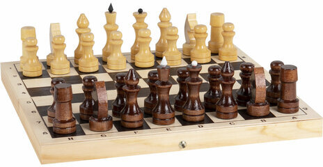 Шахматы обиходные, деревянные, лакированные, глянцевые, доска 29х29 см, ЗОЛОТАЯ СКАЗКА, 665362