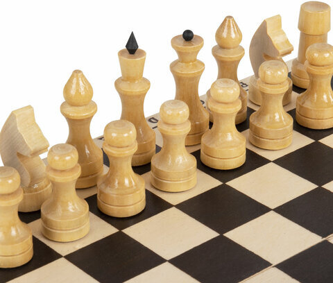 Шахматы обиходные, деревянные, лакированные, глянцевые, доска 29х29 см, ЗОЛОТАЯ СКАЗКА, 665362