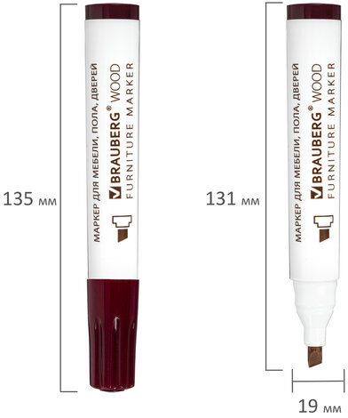 Маркеры для ремонта мебели и изделий из дерева, 6 ЦВЕТОВ, BRAUBERG WOOD, 152203