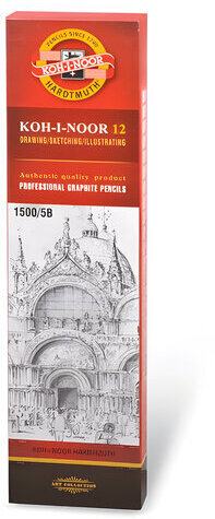 Карандаш чернографитный KOH-I-NOOR 1500, 1 шт., 5B, корпус желтый, заточенный, 150005B01170RU