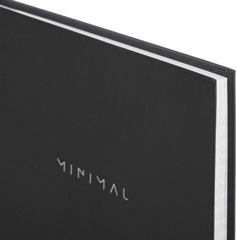 Блокнот А5 134х206 мм, 80 л., твёрдый, клетка, BRAUBERG "Minimal", черный, 116436