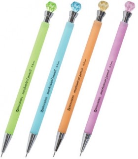 Карандаш механический 0,5 мм, BRAUBERG "Diamond", корпус ассорти, хромированные детали, 181416