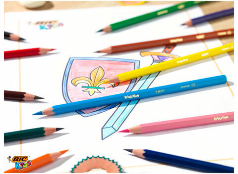 Карандаши цветные BIC "Kids ECOlutions Evolution", 18 цветов, пластиковые, заточенные, европодвес, 937513