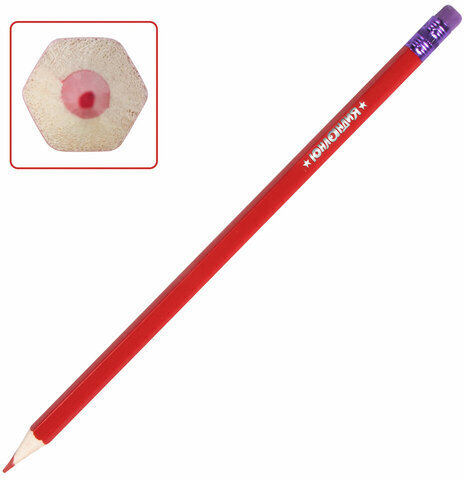 Карандаши цветные стираемые с ластиком ЮНЛАНДИЯ "ЮНЫЙ ВОЛШЕБНИК", 6 цветов, 181577