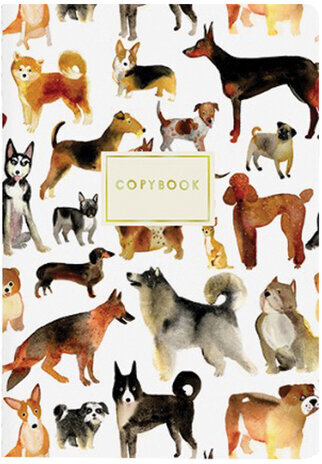 Тетрадь ЕВРО А5 40 л. BRUNO VISCONTI сшивка, клетка, Soft Touch, фольга, бежевая бумага 70 г/м2, "СОБАКИ", 7-40-116