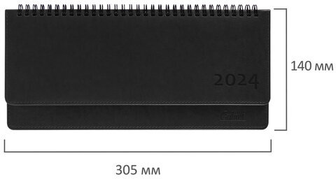 Планинг датированный 2024 305x140 мм GALANT "Ritter", под кожу, черный, 114821