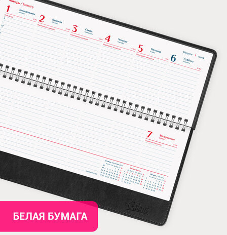 Планинг датированный 2024 305x140 мм GALANT "Ritter", под кожу, черный, 114821