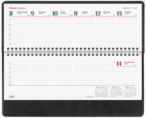 Планинг датированный 2024 305x140 мм GALANT "Ritter", под кожу, черный, 114821