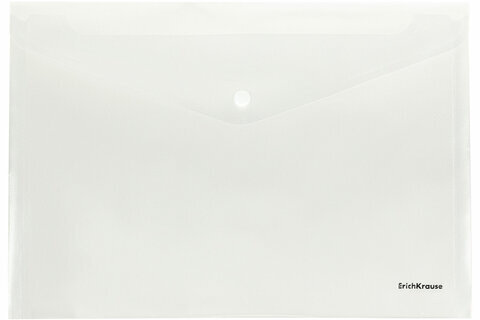 Папка-конверт с кнопкой ERICH KRAUSE "Fizzy Clear", А4, до 120 листов, прозрачная, 0,12 мм, 50172