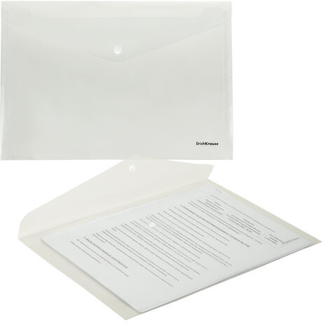 Папка-конверт с кнопкой ERICH KRAUSE "Fizzy Clear", А4, до 120 листов, прозрачная, 0,12 мм, 50172