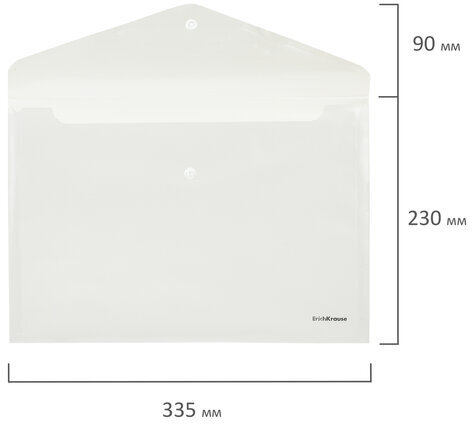 Папка-конверт с кнопкой ERICH KRAUSE "Fizzy Clear", А4, до 120 листов, прозрачная, 0,12 мм, 50172