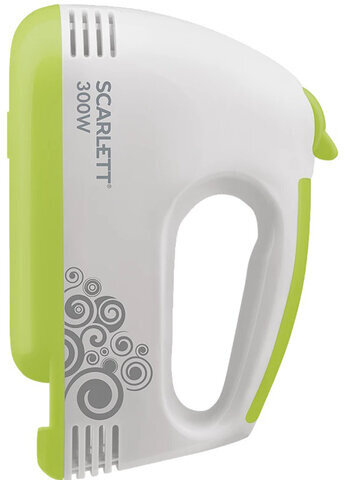 Миксер SCARLETT SC-HM40S05, 300Вт, 7 скоростей, 2 венчика, 2 крюка для теста, белый