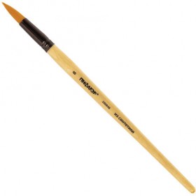 Кисть ПИФАГОР, СИНТЕТИКА, круглая, № 8, деревянная лакированная ручка, с колпачком, пакет с подвесом, 200848