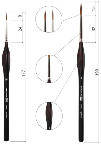 Кисти художественные набор 5 шт., синтетика, BRAUBERG ART CLASSIC, ЭРГОНОМИЧНЫЕ, 200950