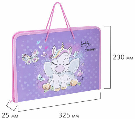 Папка для труда на молнии с ручками ПИФАГОР А4, 1 отделение, пластик, органайзер, "Sweet Dreamer", 271471