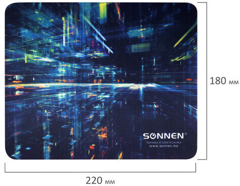 Коврик для мыши SONNEN "SINGULARITY", резина + ткань, 220х180х3 мм, 513293