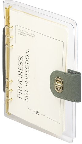 Блокнот А5 180x235мм BRAUBERG "Fabulous", гибкий, на кольцах, застежка, 80л, оливковый, 116195