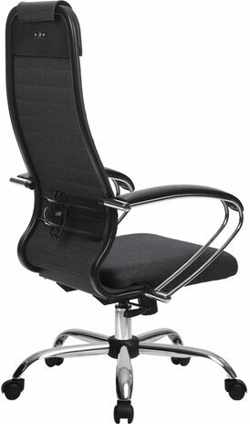 Кресло офисное МЕТТА "К-27" хром, ткань, сиденье и спинка мягкие, серое