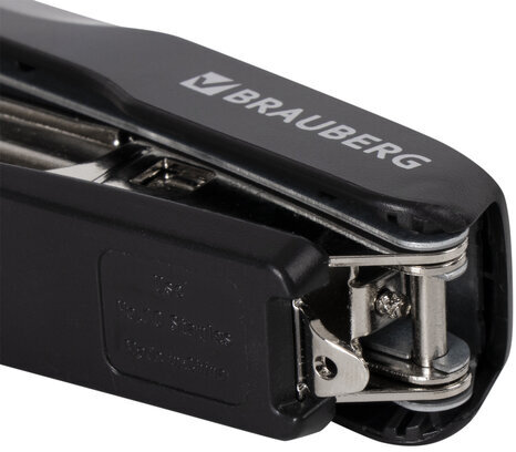 Степлер №10 BRAUBERG "Extra", до 20 листов, антистеплер, черно-серый, 229080