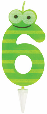 Свеча-цифра для торта "6" "С глазками", 6 см, ЗОЛОТАЯ СКАЗКА, с держателем, в блистере, 591409