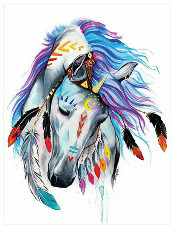 Картина стразами (алмазная мозаика) 30х40 см, ОСТРОВ СОКРОВИЩ "Индейская лошадь", без подрамника, 662403