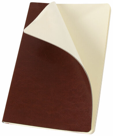 Блокнот А5 (148x218 мм), BRAUBERG "Metropolis Ultra", под кожу, 80 л., резинка, клетка, коричневый, 111023