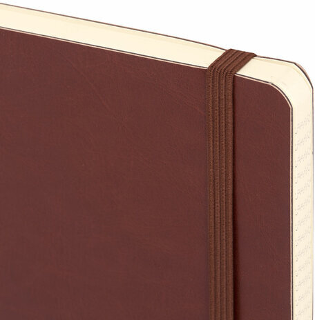 Блокнот А5 (148x218 мм), BRAUBERG "Metropolis Ultra", под кожу, 80 л., резинка, клетка, коричневый, 111023